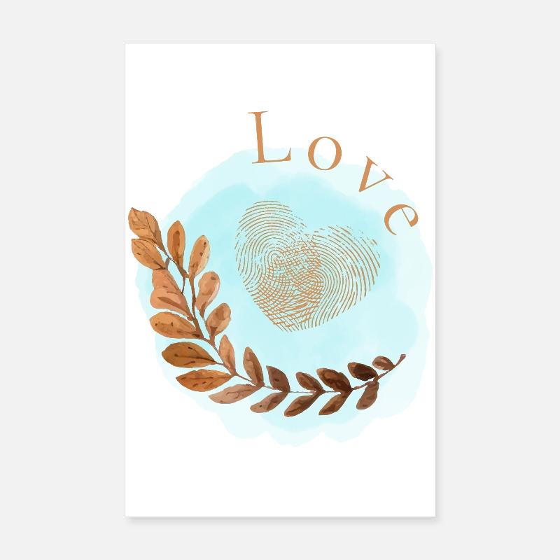 Conception d’empreintes digitales en forme de cœur d’amour Poster 20 x 30 cm