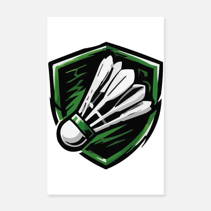Badminton Shield Emblem Poster 8" x 12" (20x30 cm)
