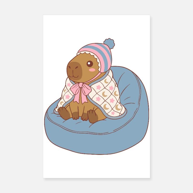 Cuddle Capybara Moonstar-Decke – Kawaii-Design Poster 20x30 cm