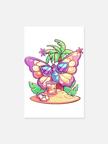 Vacances d’été de Butterfly - Poster 20 x 30 cm - blanc - Devant
