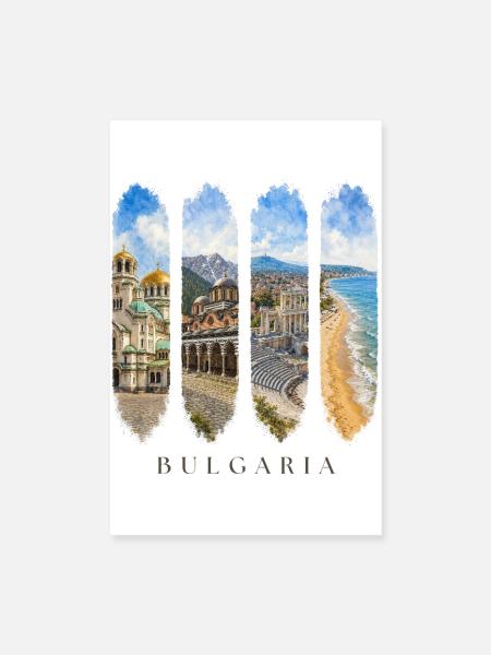 Bulgarien Urlaub Travel – Strand & Kultur Motiv - Poster 20x30 cm - Weiß - Vorne