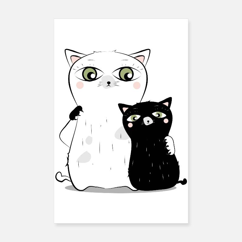 Chat Blanc & chat noir Poster 20 x 30 cm