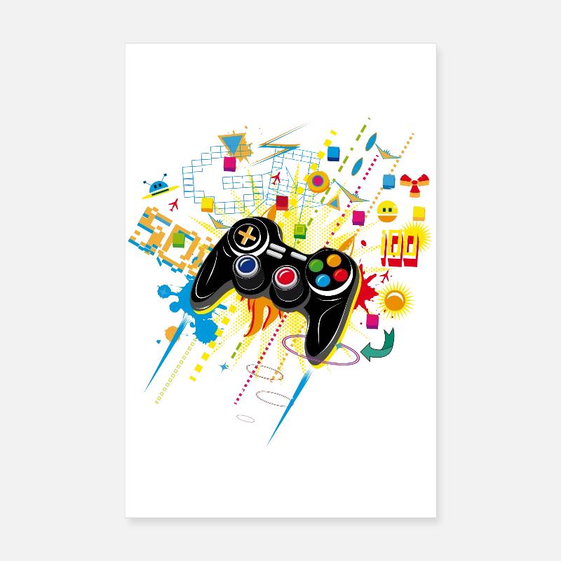 Gamepad Video Games - Poster 8" x 12" (20x30 cm) - white