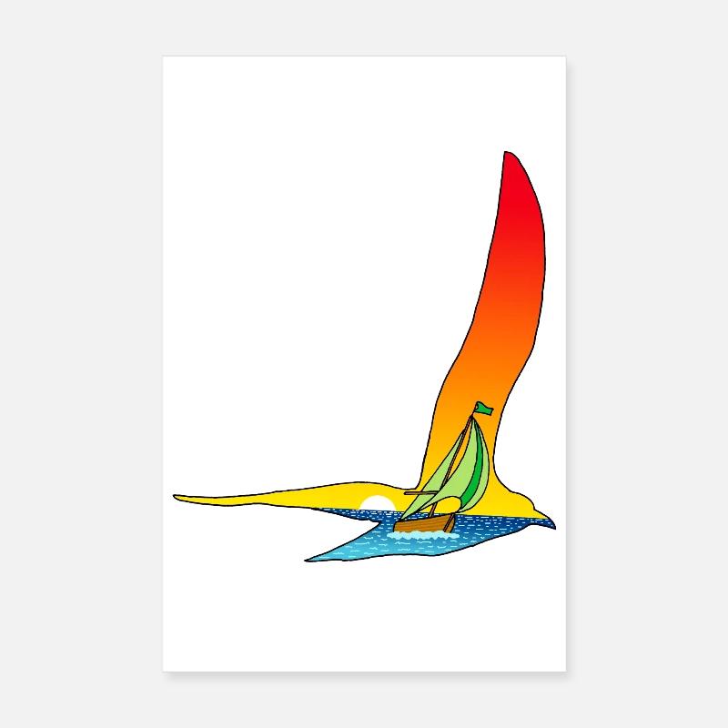 Reise eines Vogels und eines Bootes Poster 20x30 cm