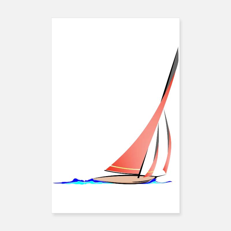 Segelboot Geschwindigkeit - Poster 20x30 cm - Weiß