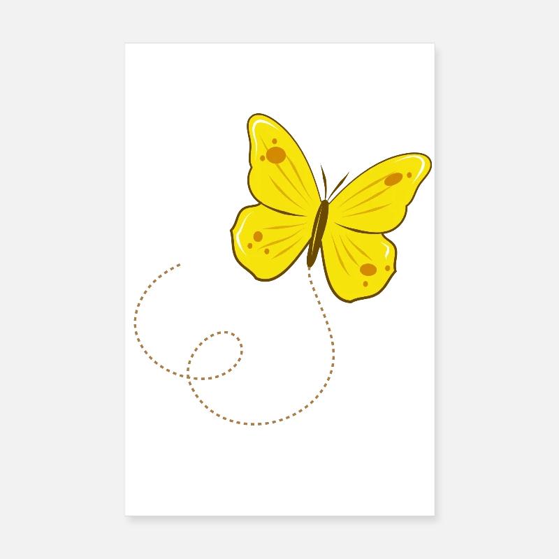 Papillon papillon citron dansant dans les airs Poster 20 x 30 cm