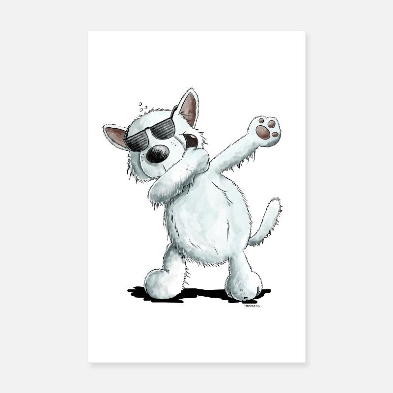 Dab Dance German White Shepherd I Swiss Poster 8" x 12" (20x30 cm)