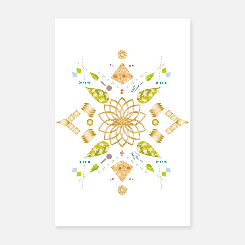 or fleurs symbole avec des éléments colorés Poster 20 x 30 cm