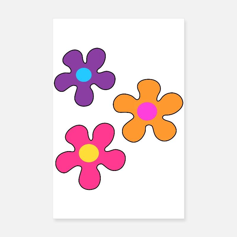 Hippie-Blumen - Poster 20x30 cm - Weiß