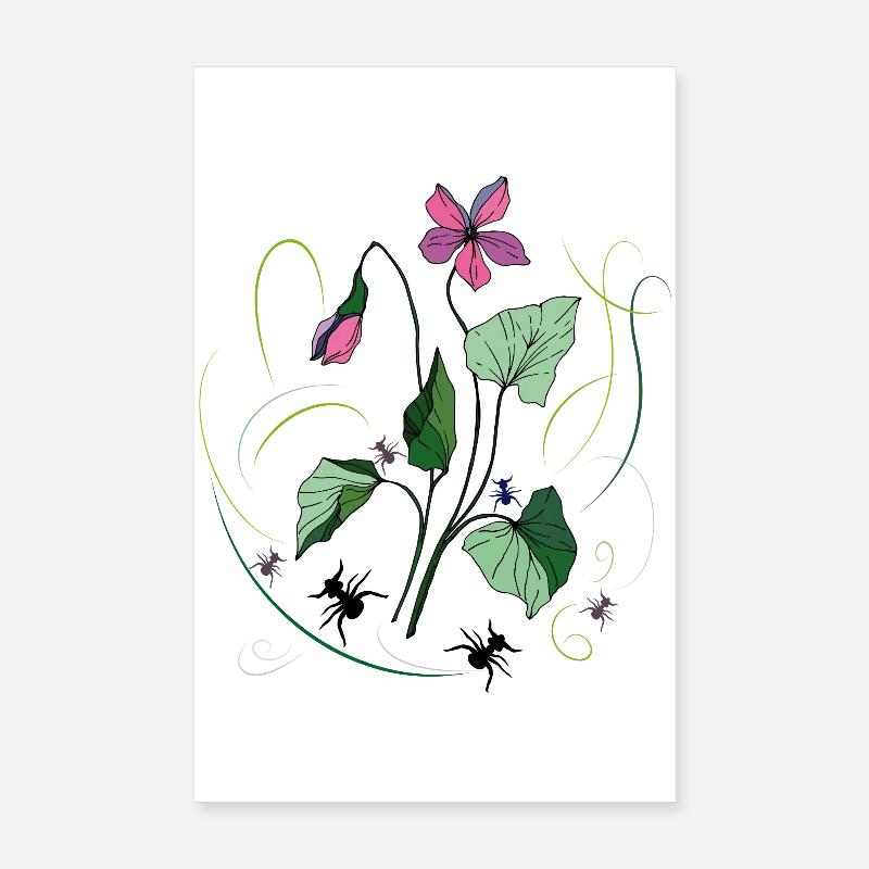 Fleur avec des fourmis Poster 20 x 30 cm