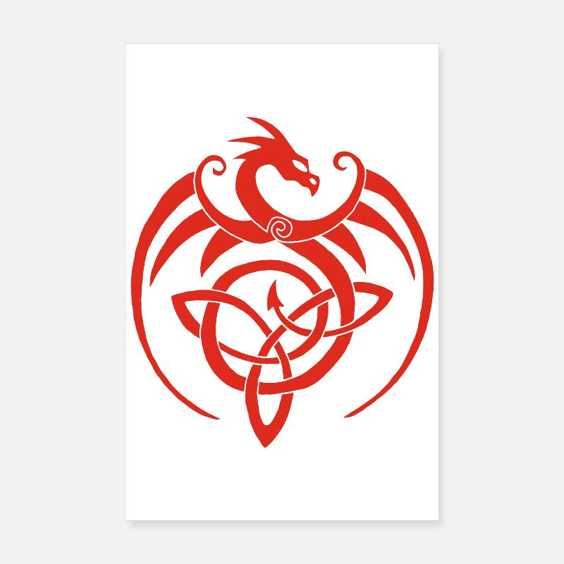 Dragon rouge et symbole celte Poster 20 x 30 cm