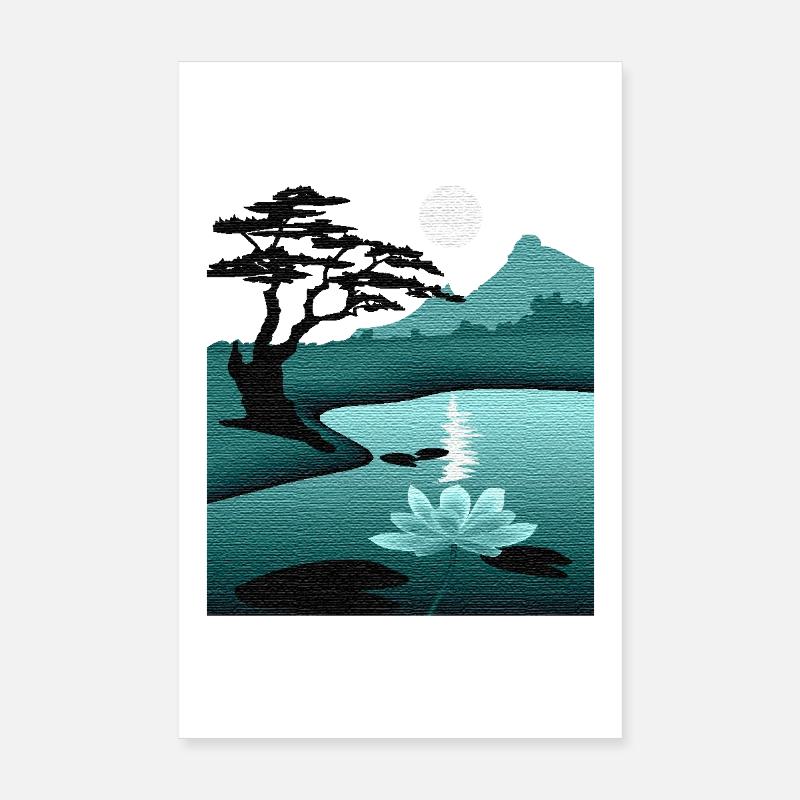 Paysage lunaire de nuit avec structure Poster 20 x 30 cm