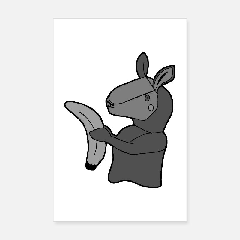 Lama mit Banane - Poster 20x30 cm - Weiß