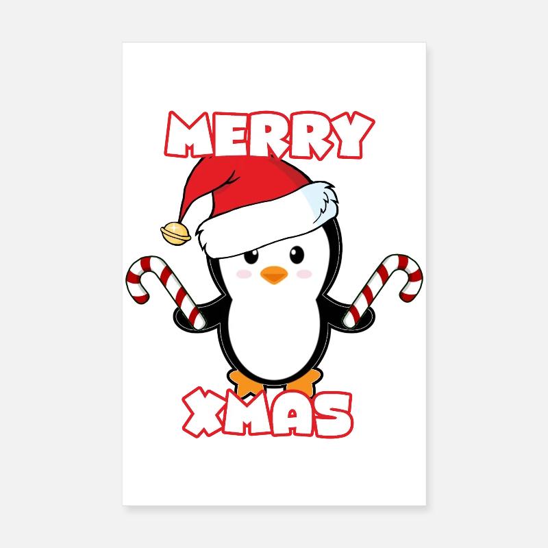 Pingouin de Noël Poster 20 x 30 cm