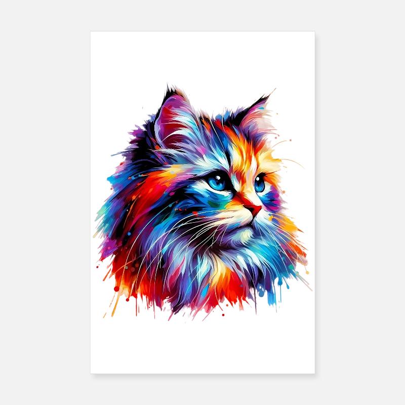 Katze - Poster 20x30 cm - Weiß