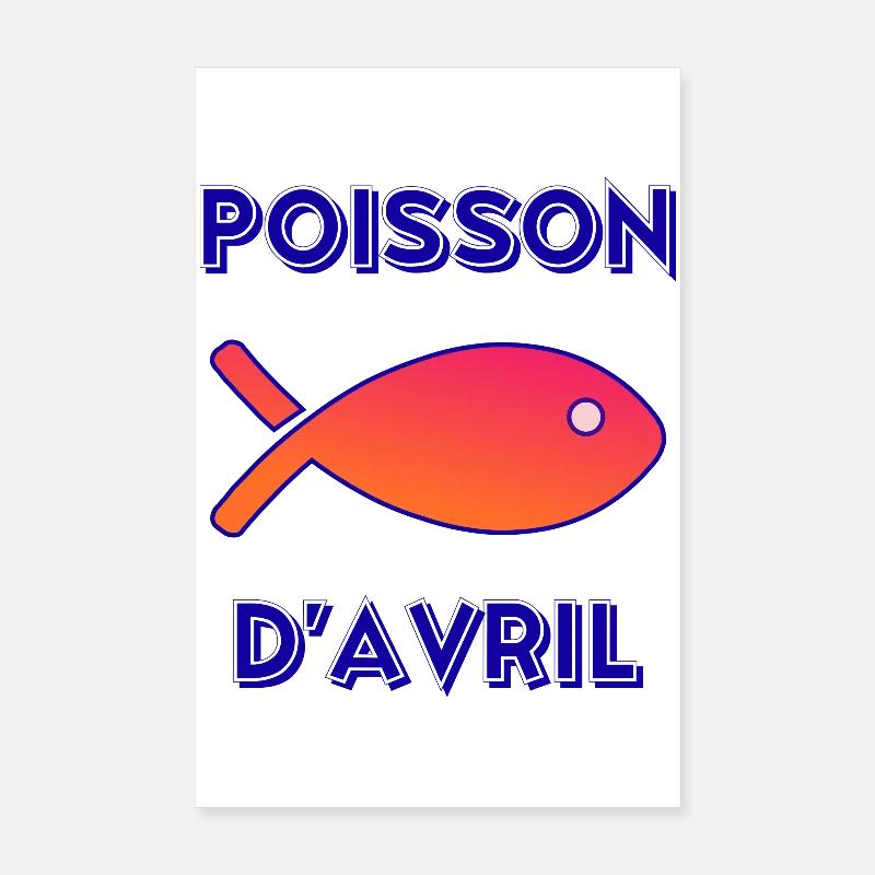 POISSON. POISSON D'AVRIL - Poster 20 x 30 cm - blanc
