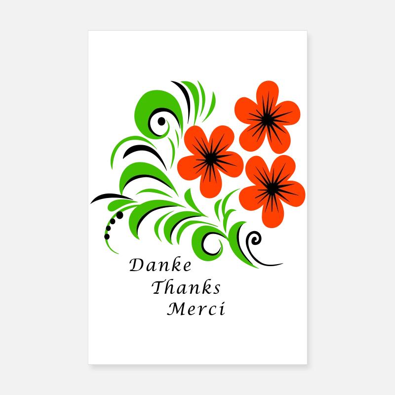 Danke Thanks Merci Poster 20x30 cm