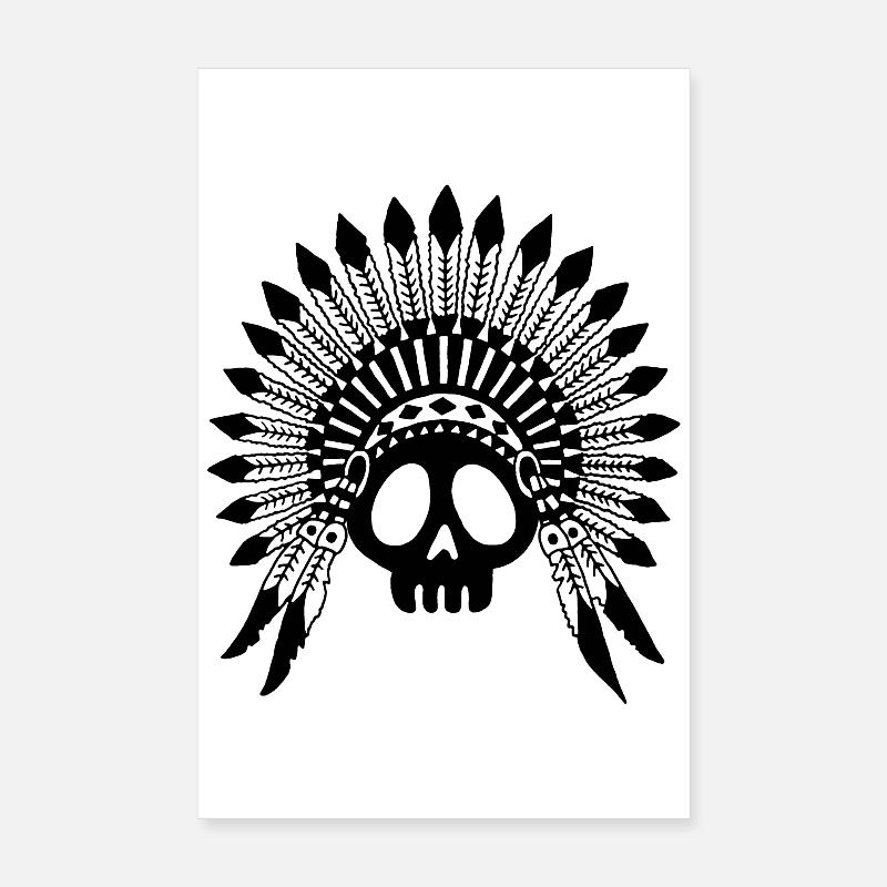 Schwarzer Indianerhäuptling Schädel Poster 20x30 cm