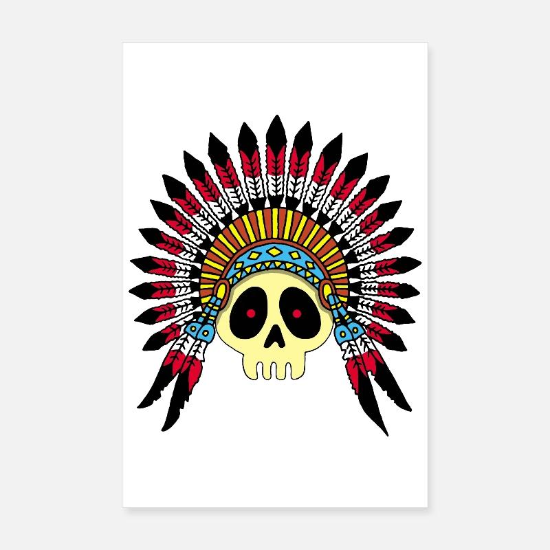 Indianerhäuptling Schädel Poster 20x30 cm
