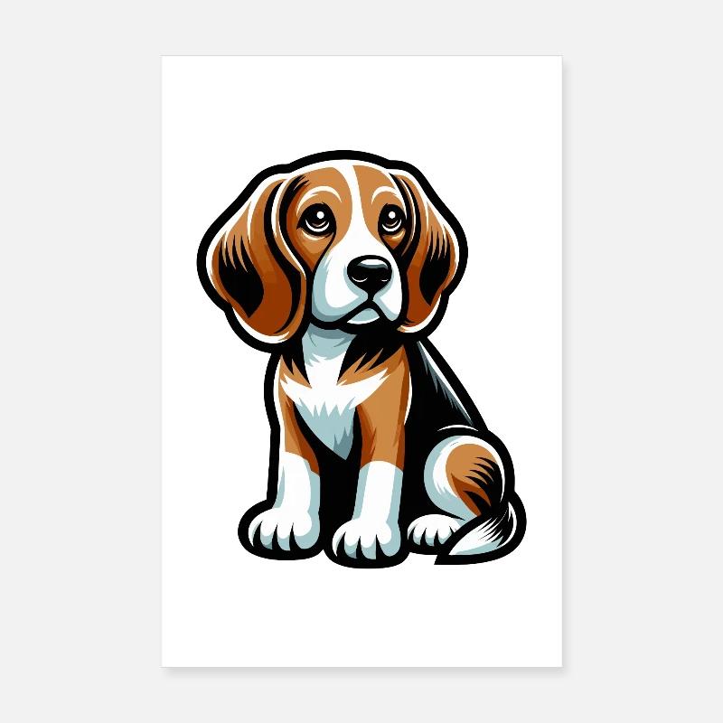 Beagle cartoon Chien mignon Poster 20 x 30 cm