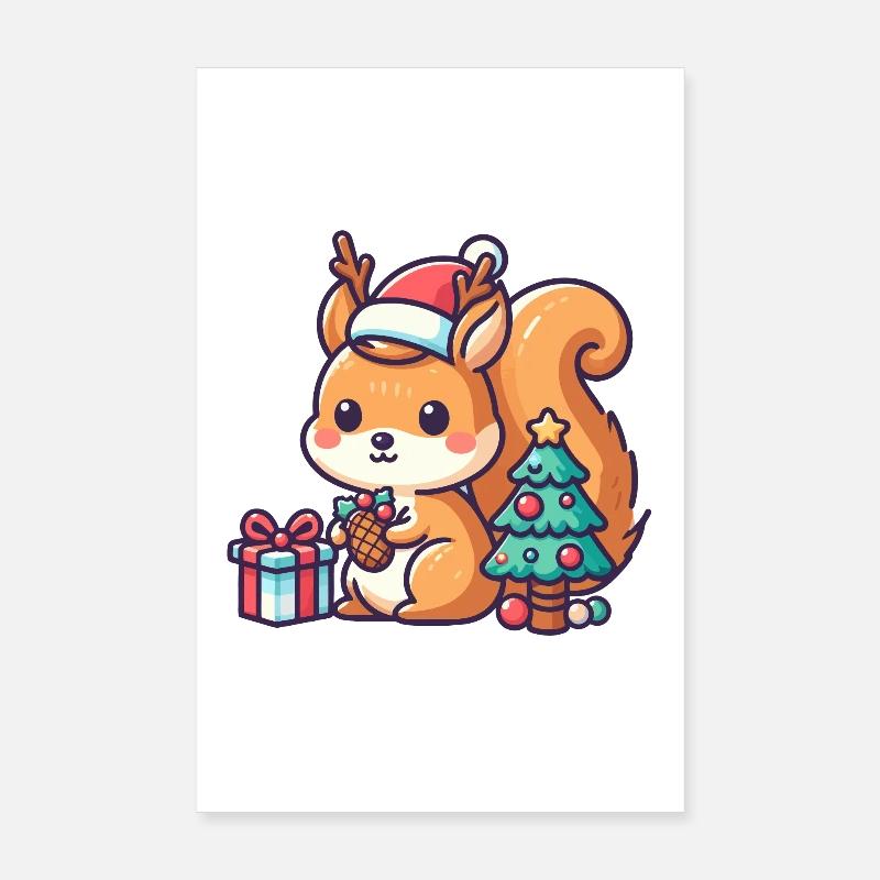 Petit écureuil de Noël Poster 20 x 30 cm
