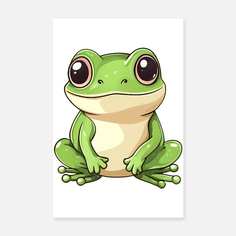mignon grenouille - Vert - Design joyeux. Poster 20 x 30 cm