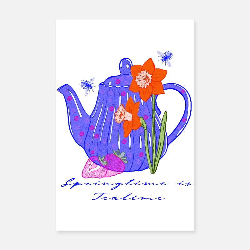 Blossom teapot in spring rush Poster 8" x 12" (20x30 cm)