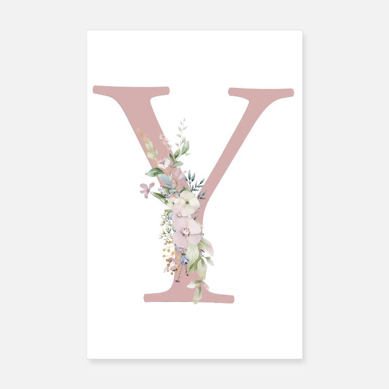 Y Monogram, Floral, Personalizable Poster 8" x 12" (20x30 cm)