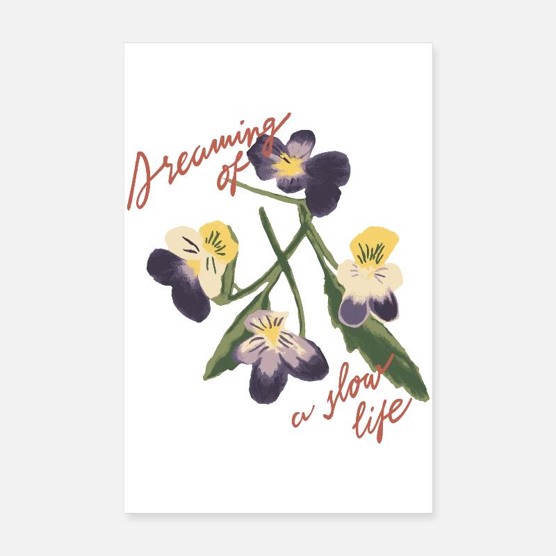 Illustration de fleur à vie lente - Poster 20 x 30 cm - blanc