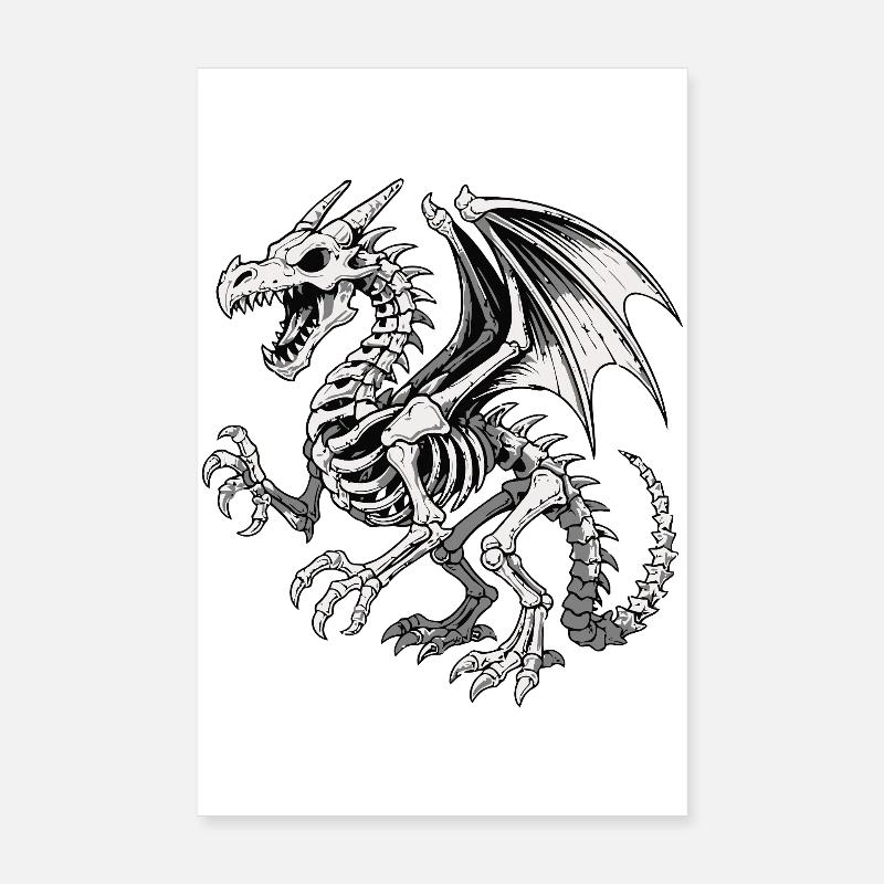 Illustration de squelette de dragon céleste Poster 20 x 30 cm