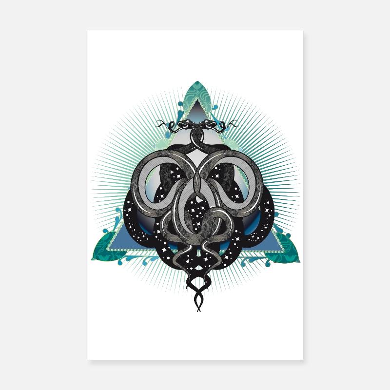 Symbole mystique du serpent avec des étoiles dans le triangle Poster 20 x 30 cm