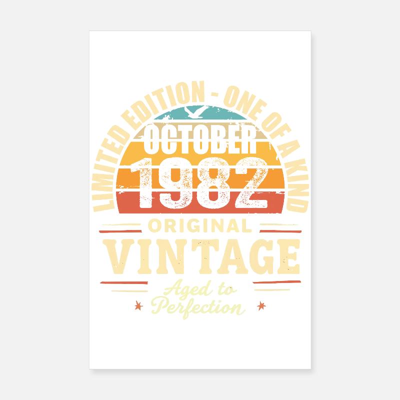 Rétro Octobre 1982 - birthday october 1982 Poster 20 x 30 cm