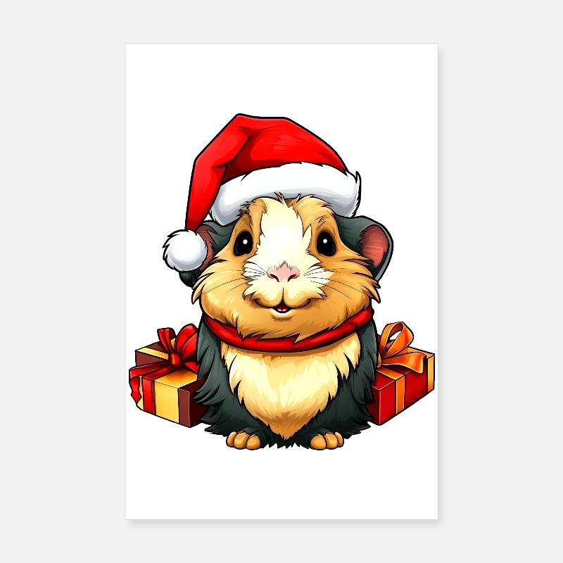 Cochons d'Inde de Noël Poster 20 x 30 cm