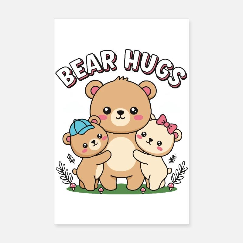 Adorable ours câlins dessin animé Poster 20 x 30 cm