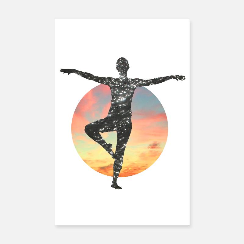 Silhouette galactique dans le cercle du soleil - Poster 20 x 30 cm - blanc