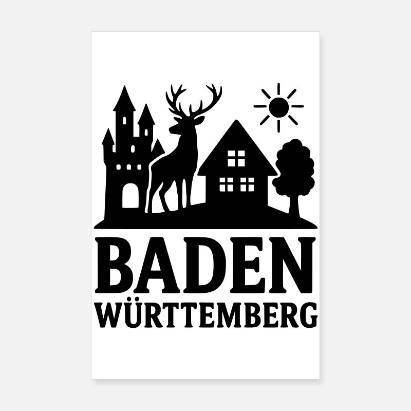 Baden Württemberg State Landmark Poster 8" x 12" (20x30 cm)