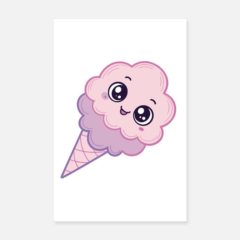 Glace Kawaii Nuage Rose Poster 20 x 30 cm
