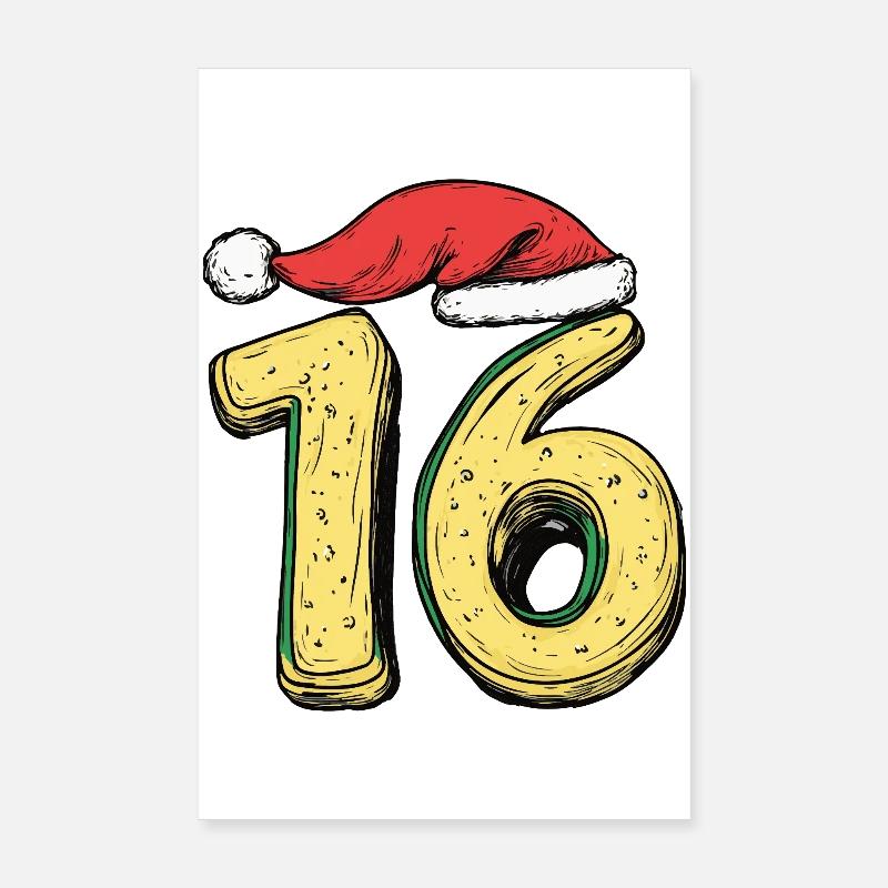 Biscuit de Noël à 16 chiffres Poster 20 x 30 cm
