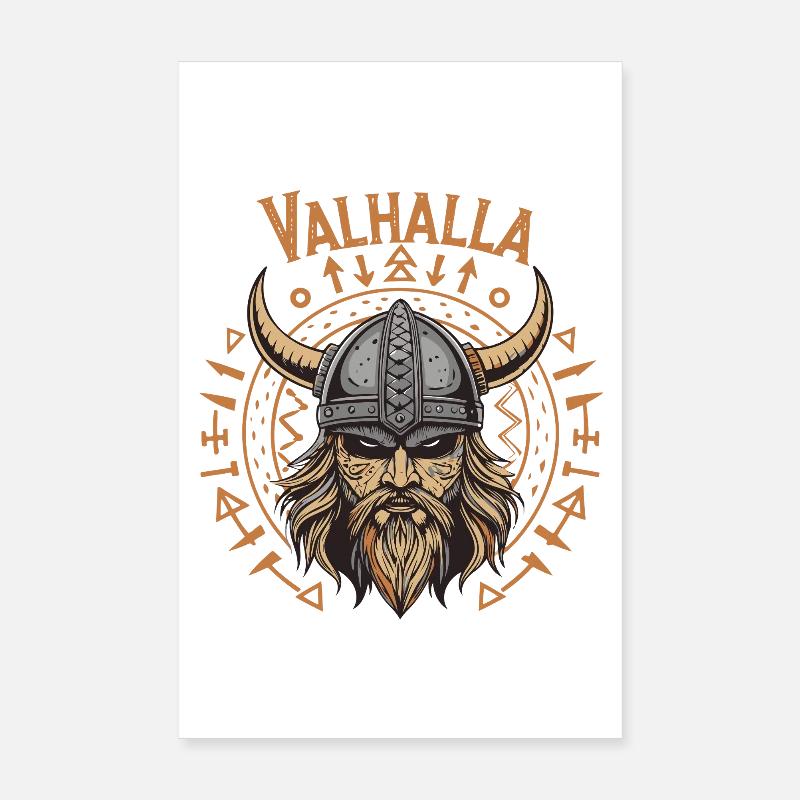 Mighty Viking with Valhalla Helmet Poster 8" x 12" (20x30 cm)