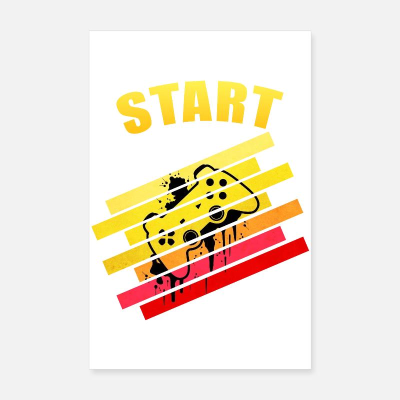 Retro Vintage Start Gaming Controller | Neon Graff Poster 20x30 cm