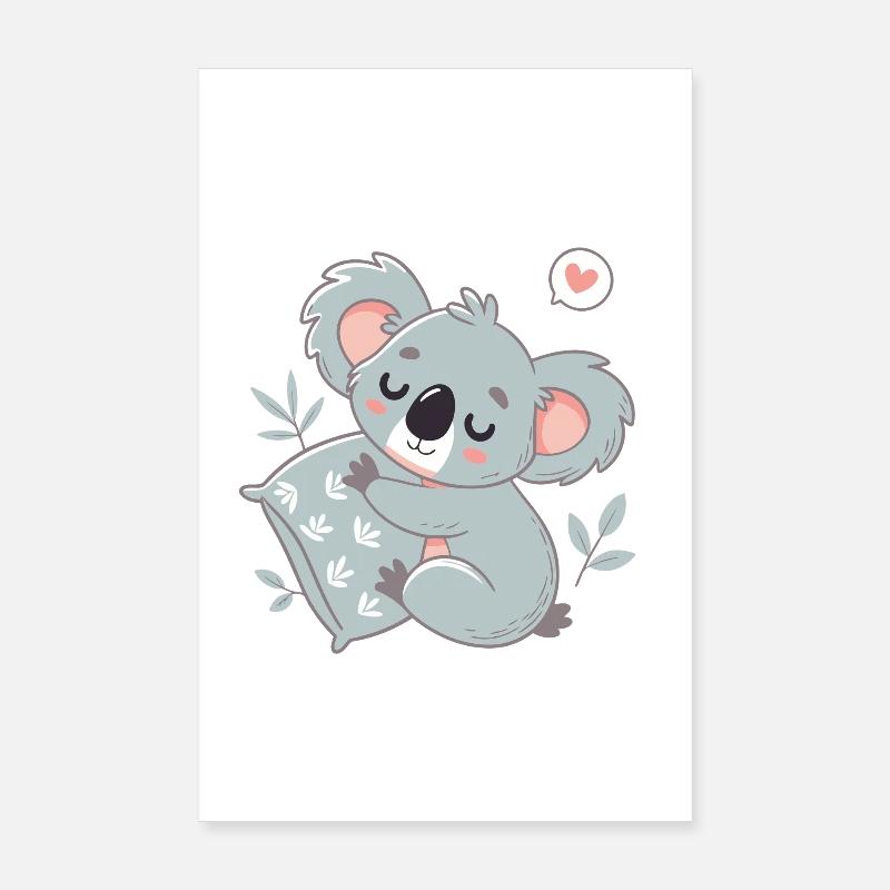 Koala Doux Lecture et Câlin Poster 20 x 30 cm