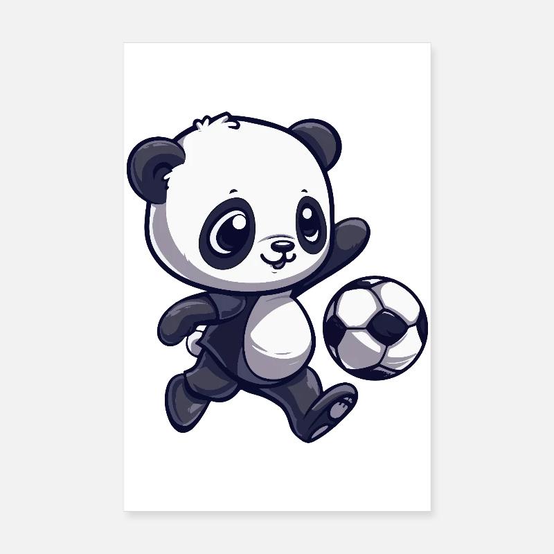 Panda Soccer Dessin animé Poster 20 x 30 cm