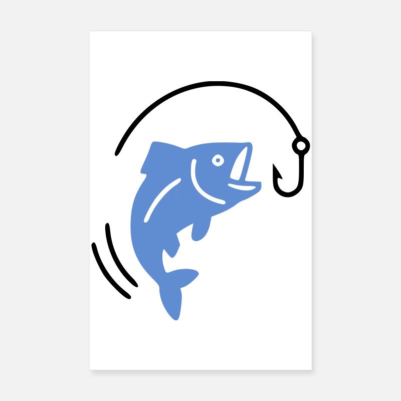 Fishing fish on hook logo Poster 8" x 12" (20x30 cm)