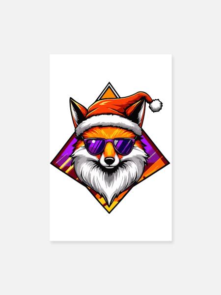 Fuchs Santa Swag - Poster 20x30 cm - Weiß - Vorne