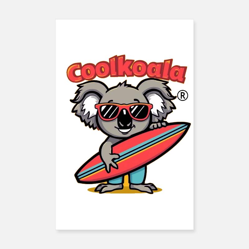 Koala Surfer with Sunglasses Poster 8" x 12" (20x30 cm)