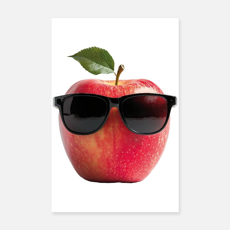 Apfel mit Sonnenbrille Poster 20x30 cm