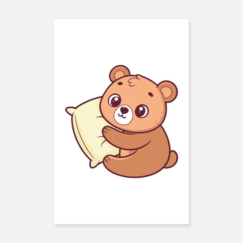 Little Bear Cuddle and Pillow Poster 8" x 12" (20x30 cm)