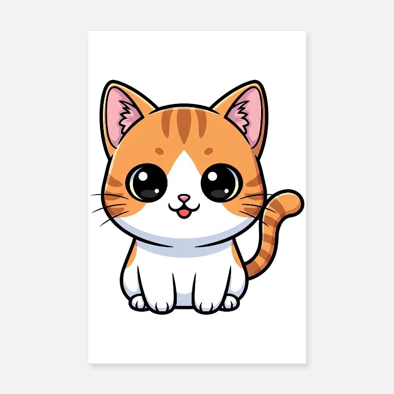 Orange Tabby Kawaii Cat Poster 8" x 12" (20x30 cm)