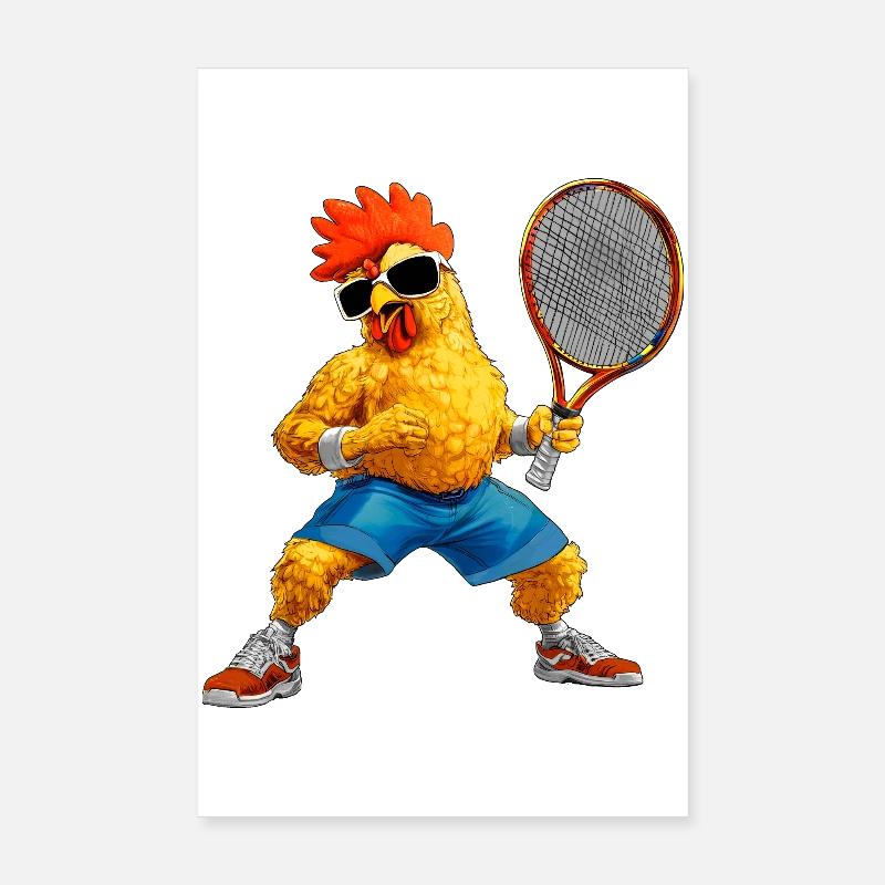 Chicken Tennis Player Poster 8" x 12" (20x30 cm)