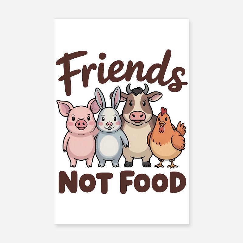 Amis pas nourriture - Logo du véganisme cool Poster 20 x 30 cm